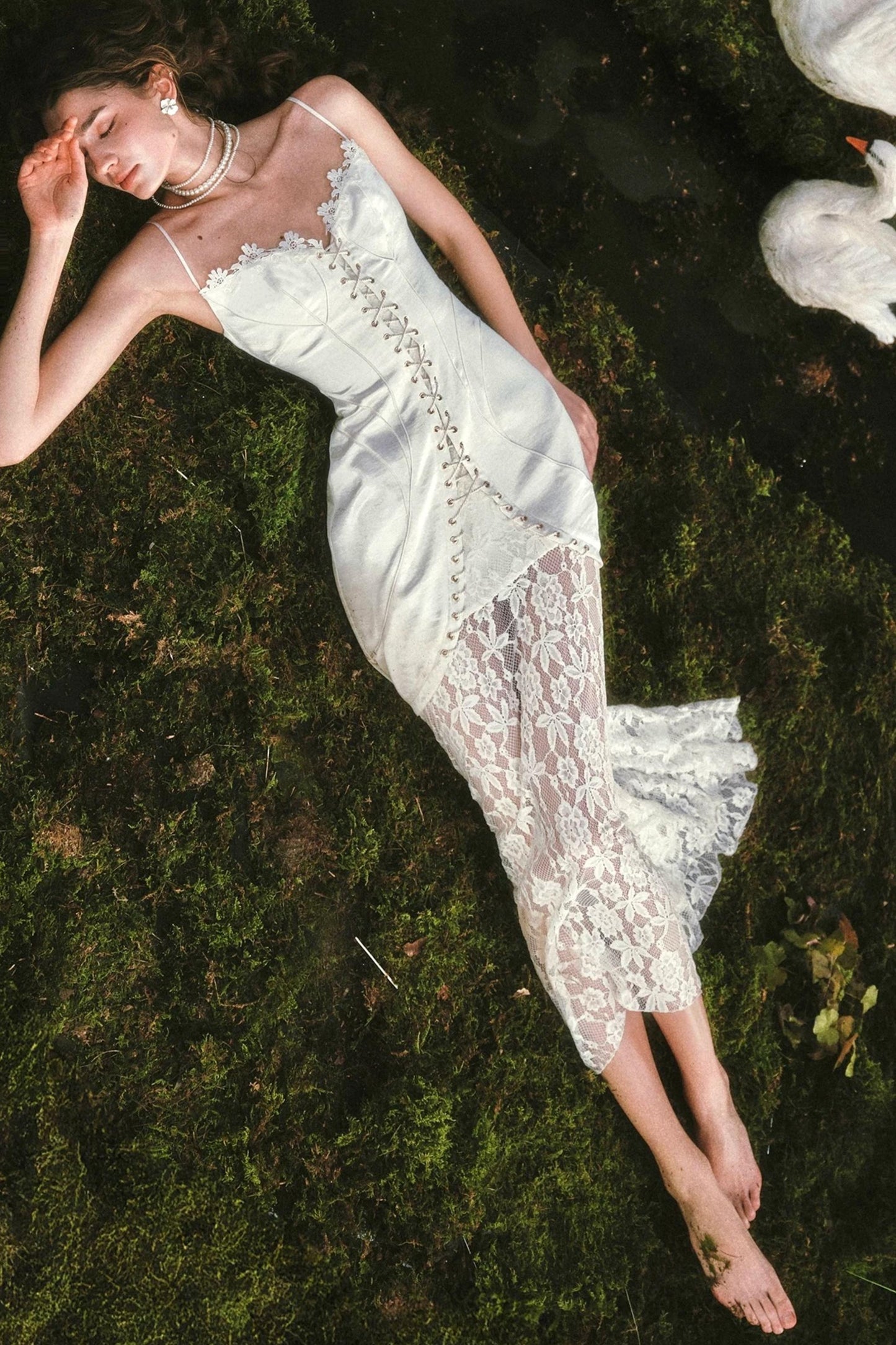 Pearlescent Sling Lace Dress