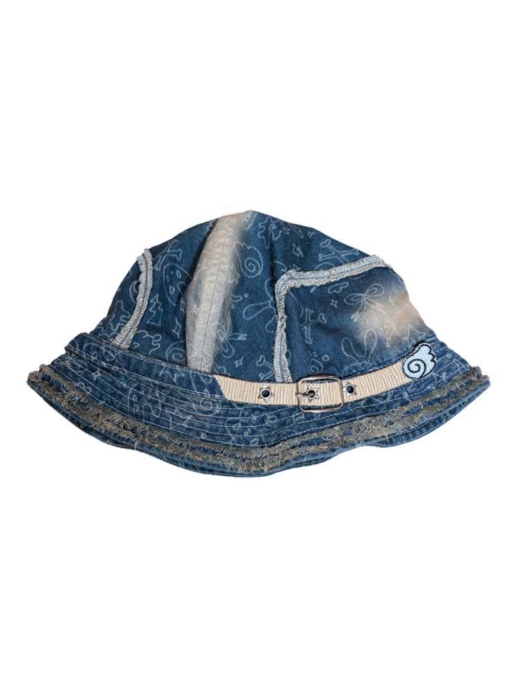 Y2K Retro Japanese Style Angel Wings Denim Fisherman Hat