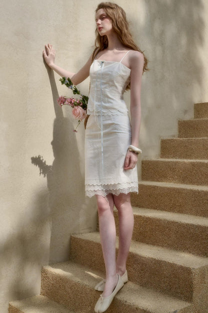 White Jasmine Cotton Embroidered Set-Up