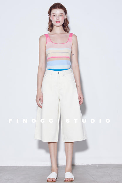 Relaxed Cotton Wide-Leg Denim Shorts