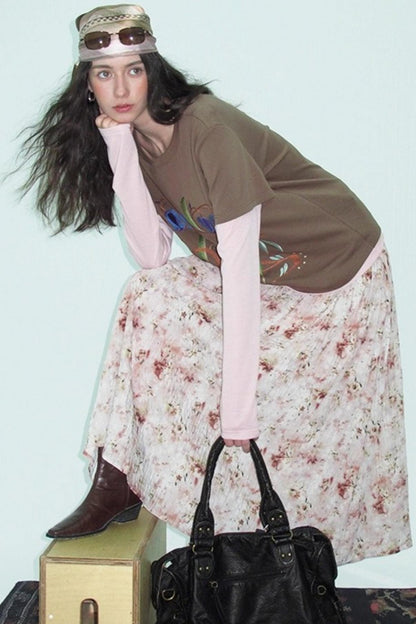 Shrink Silver Print Floral Skirt