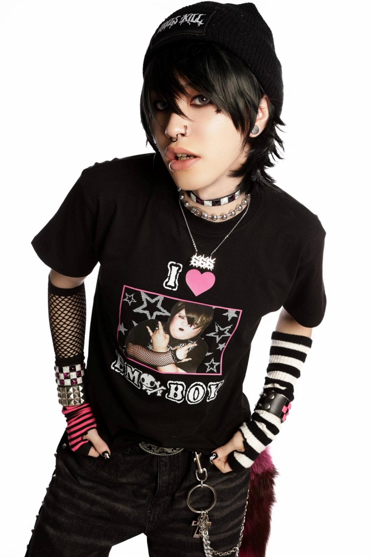 Versatile Gothic Slim Shoulder T-Shirt