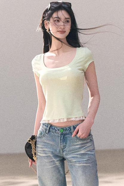 Lace Bohemian Short-Sleeve T-Shirt