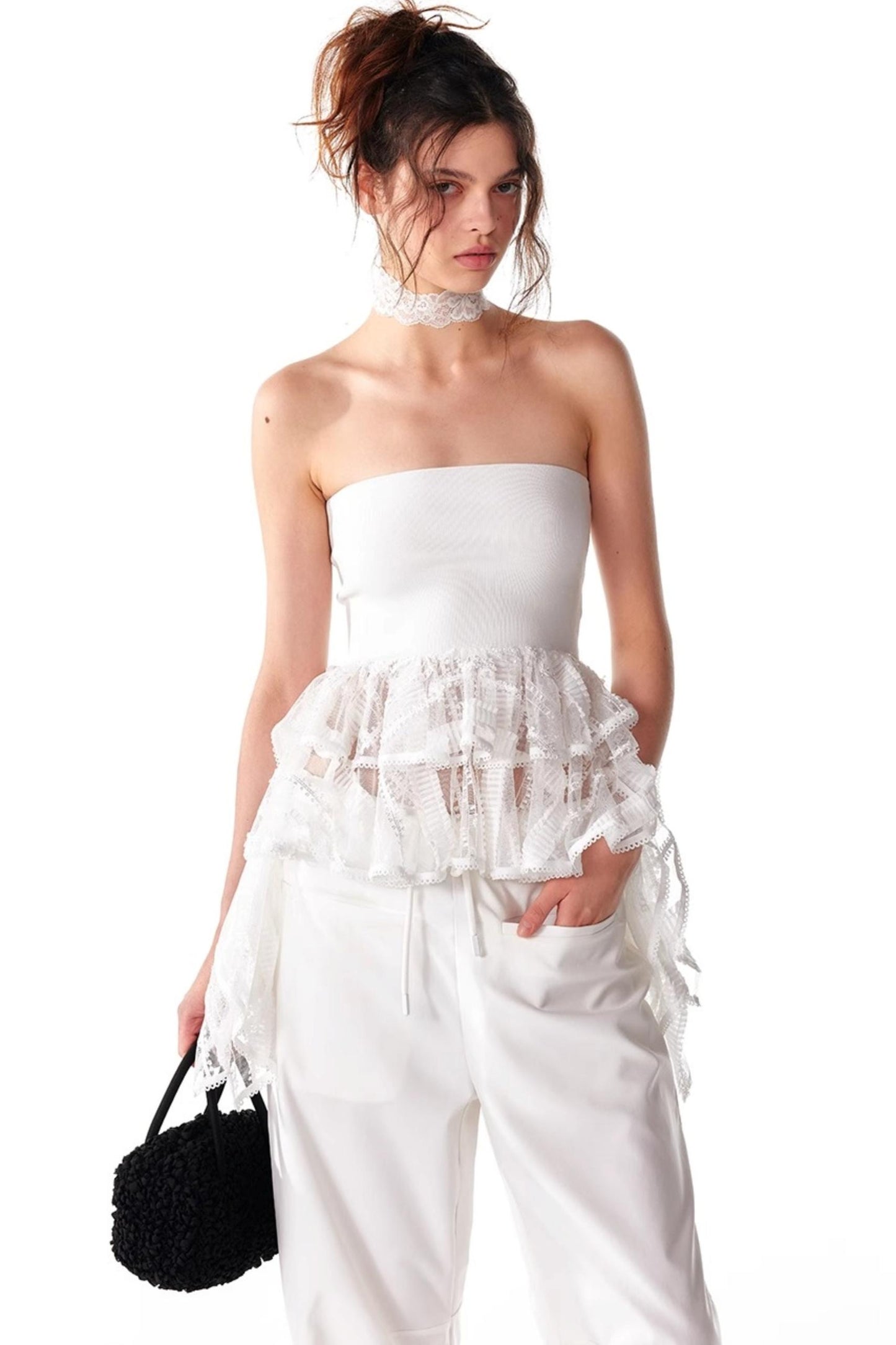Summer Slim Ruffle Lace Top