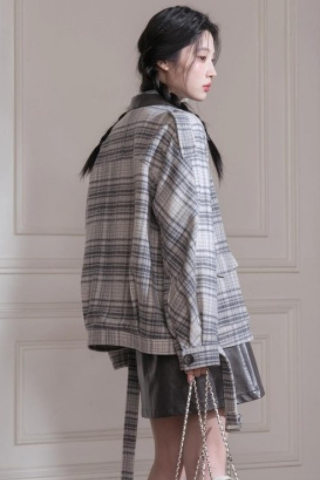 Snow Plaid Wool Tweed Jacket Set-Up