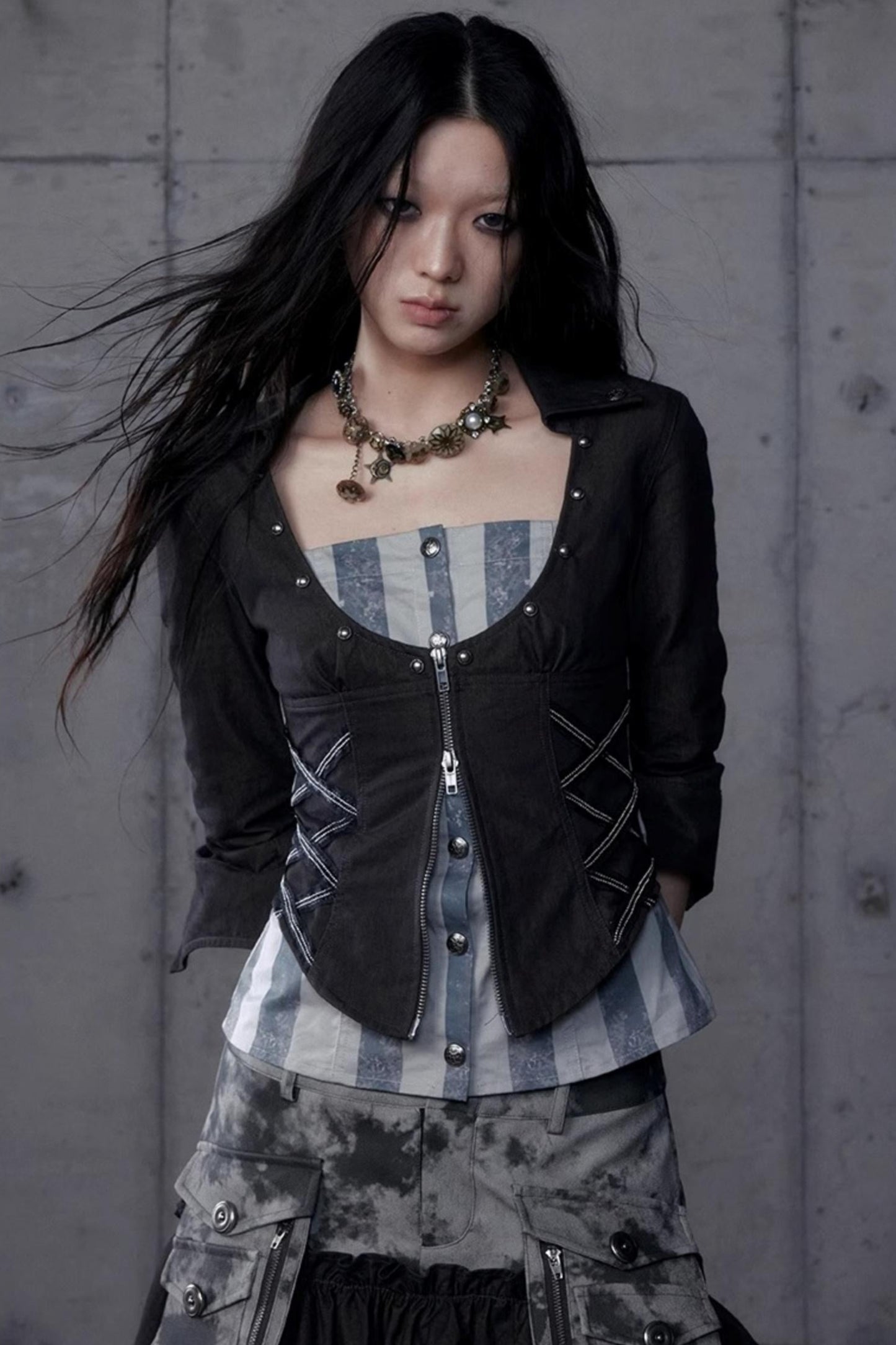 Vintage Punk Court Slim Print Long-Sleeved Shirts