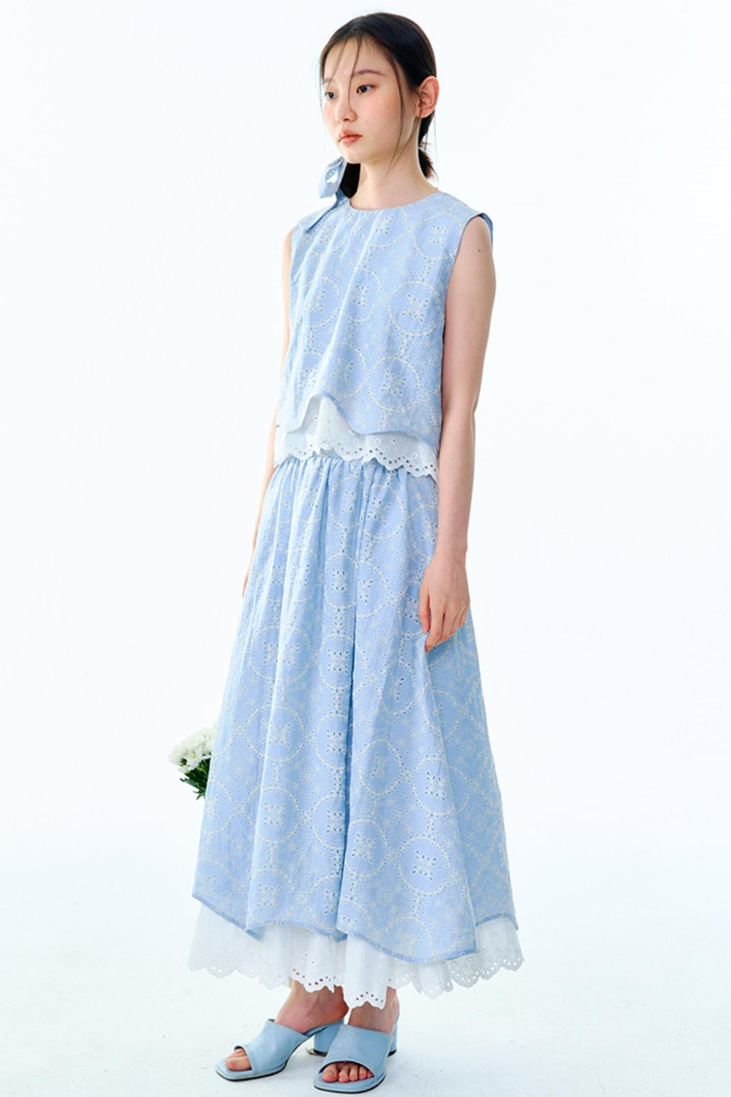 Linen Blend Top & Skirt Set-Up