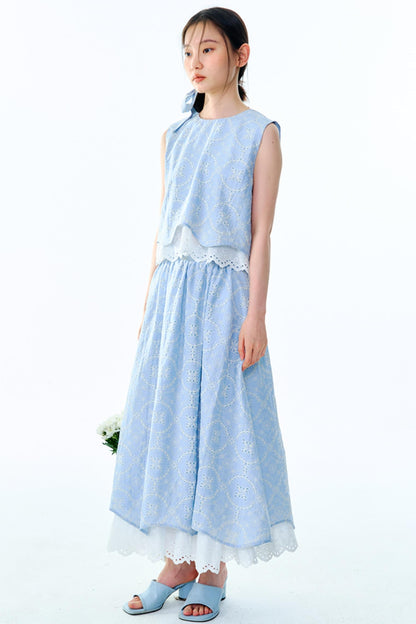 Linen Blend Top & Skirt Set-Up