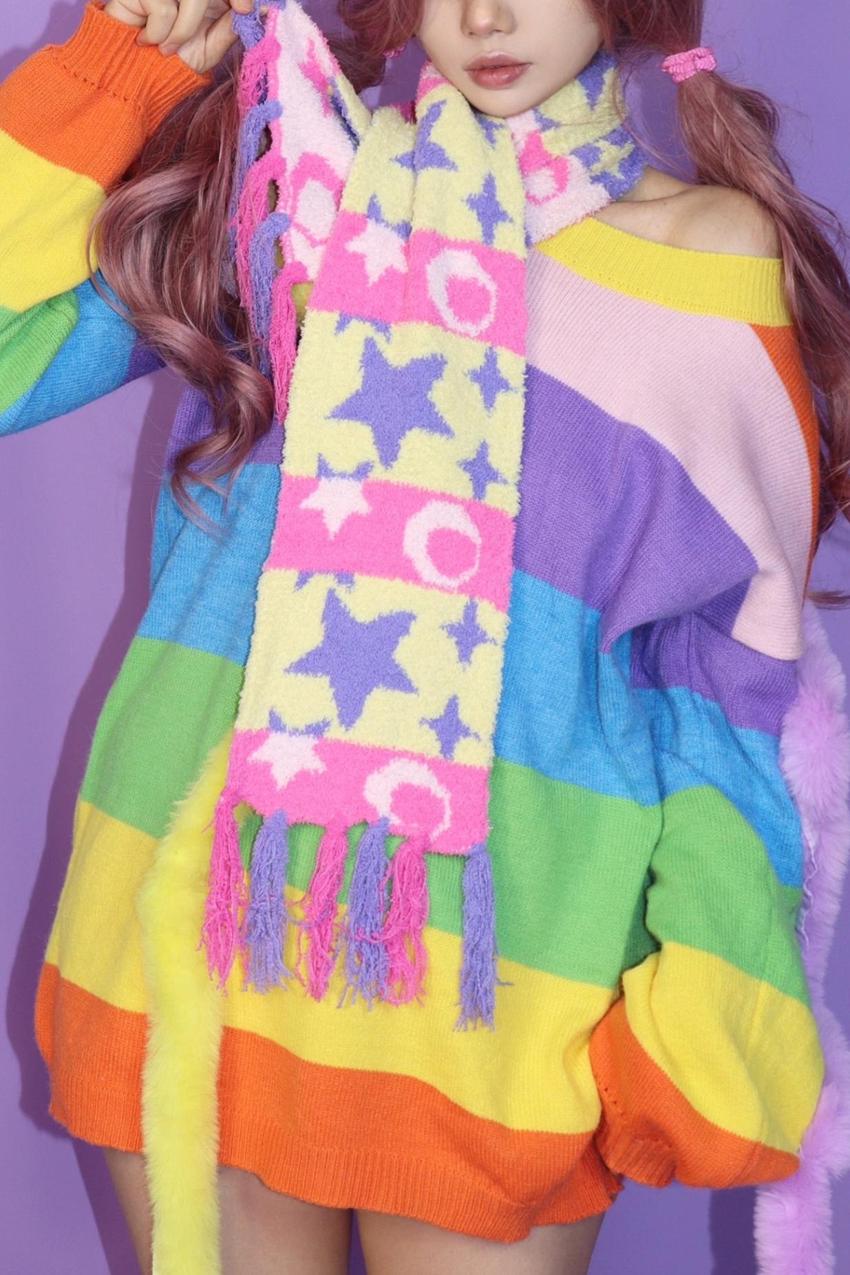 Rainbow Striped Knitted Jumper