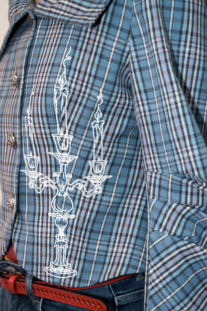 Plaid Embroidered Blazer Top