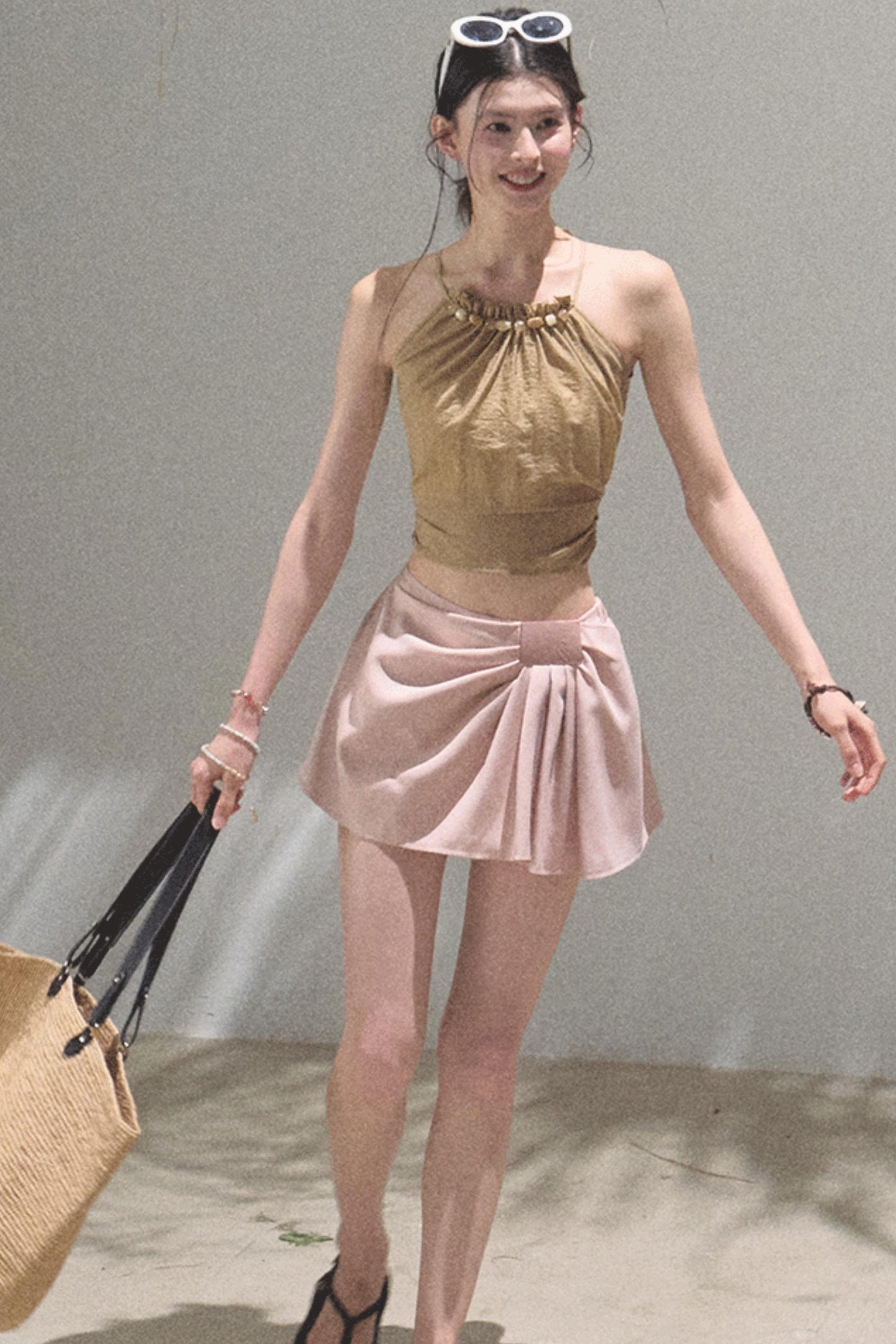 Floral Lace-Up Camisole