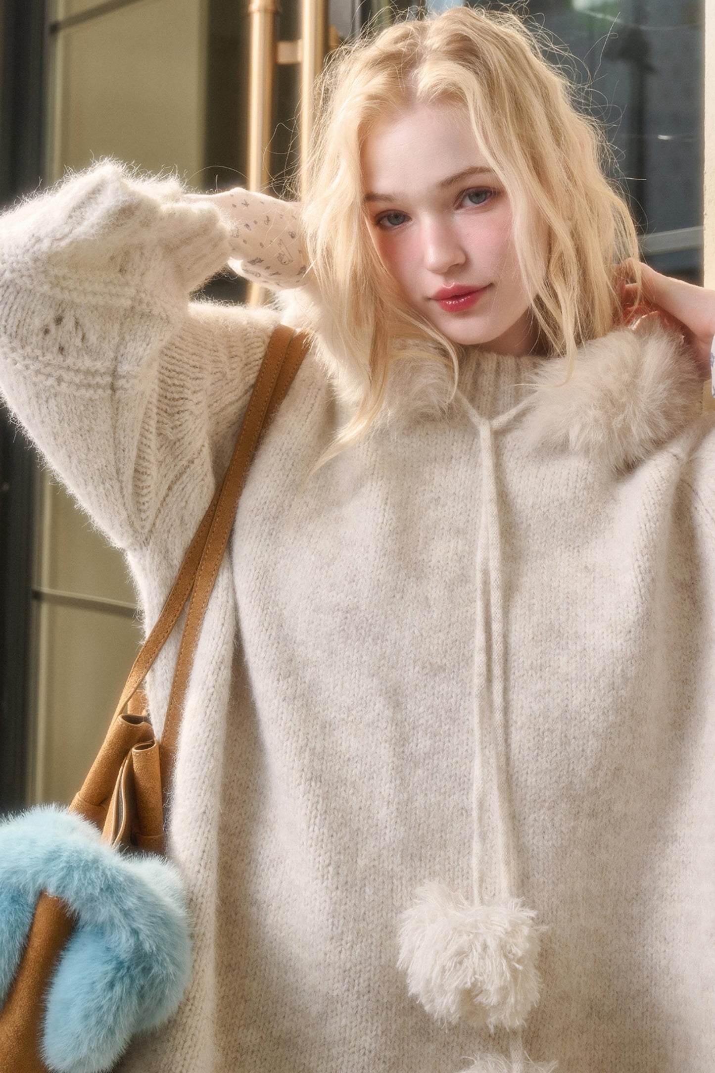 Elegant Hooded Wool Cape Coat