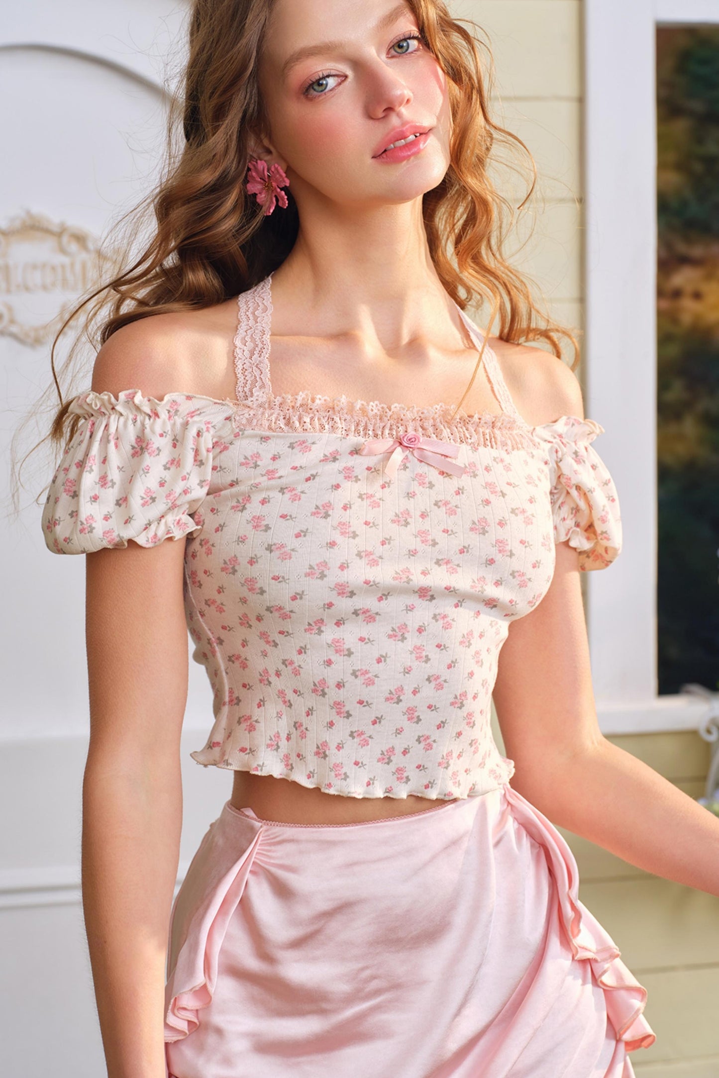 Floral One-Shoulder Top & Skirt Set-Up