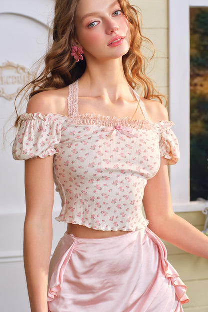 Floral One-Shoulder Top & Skirt Set-Up