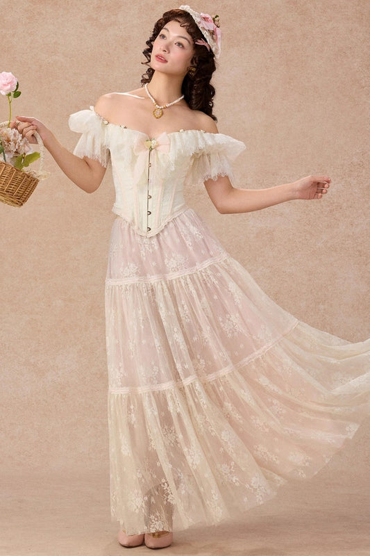 Morning Dew Lace Skirt Set-Up