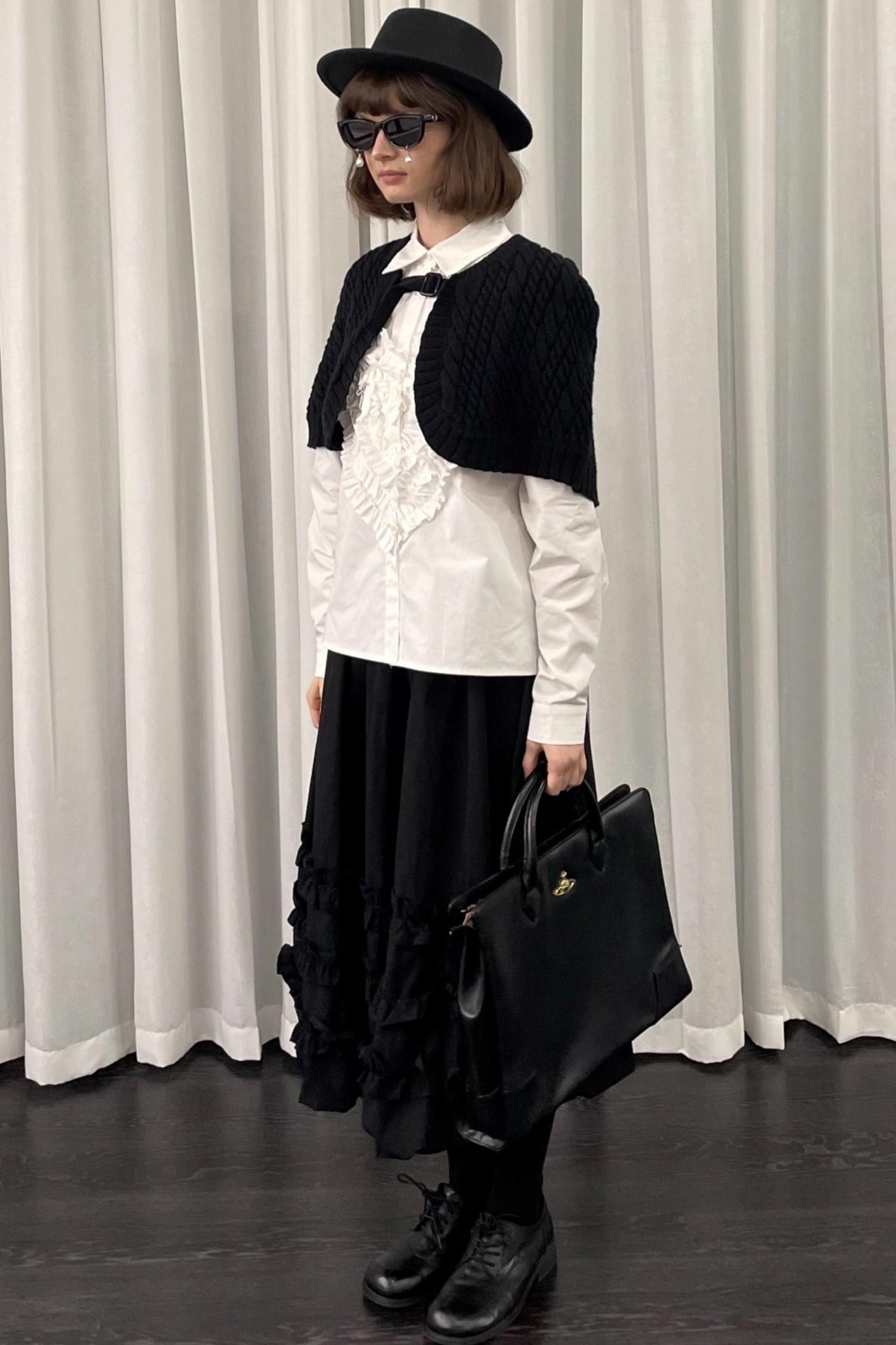 Knit Black Sweater Shawl