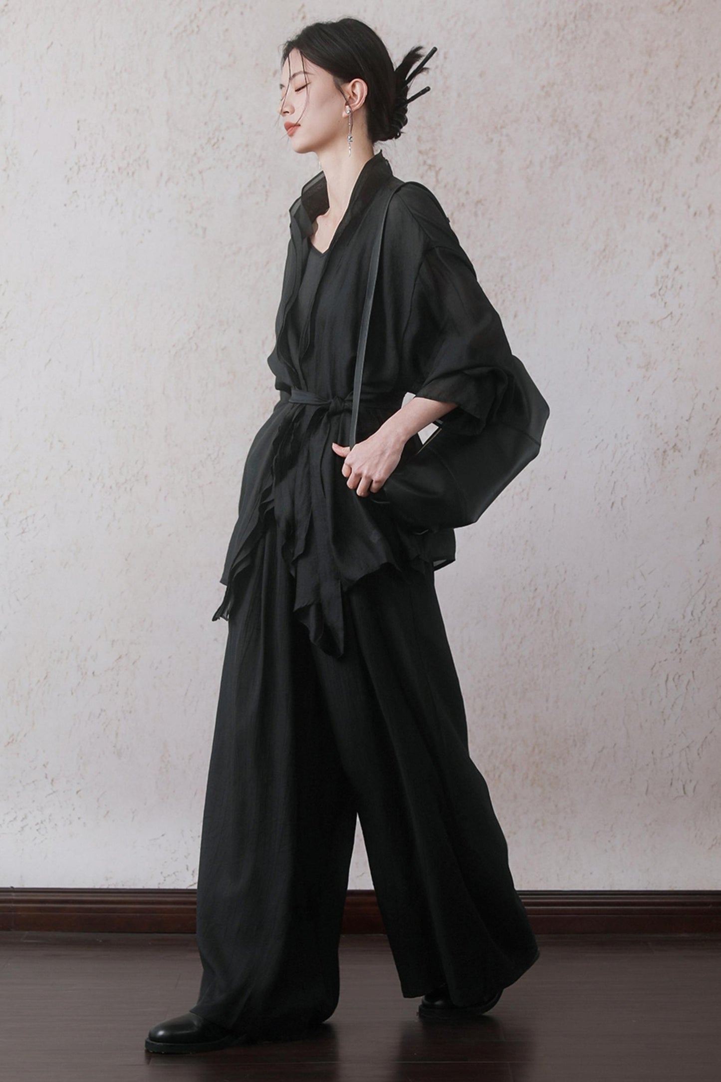 Elegant Sheer Black Two-Piece Set