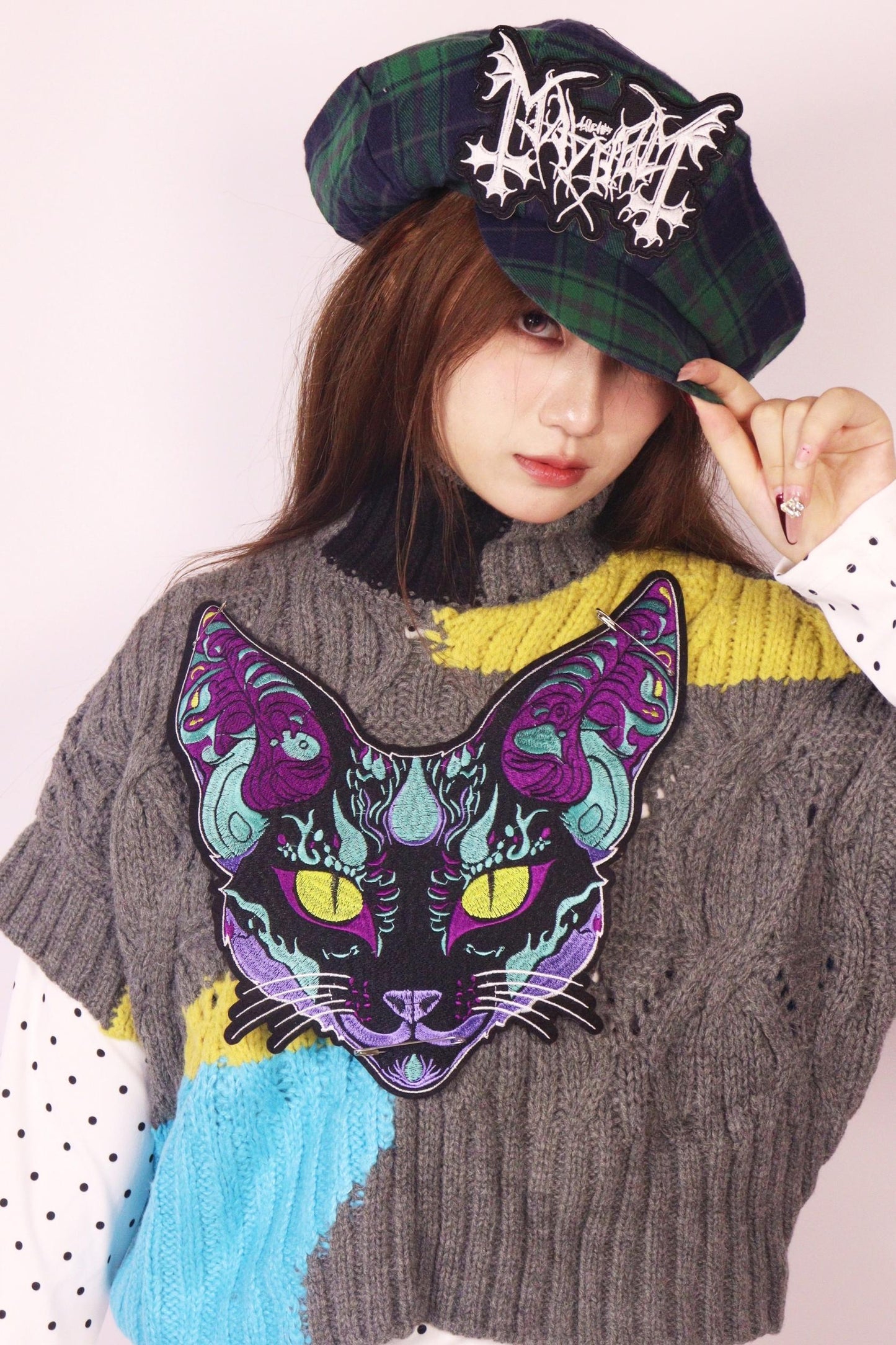 Color-Blocked Knit Sweater Top Set-Up