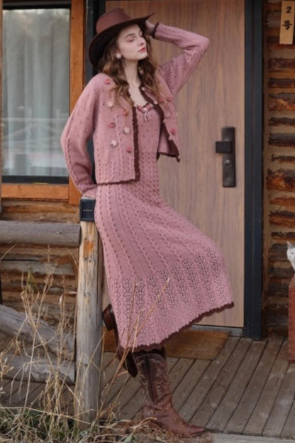 Juliet Retro Wool Knit Dress Set-Up