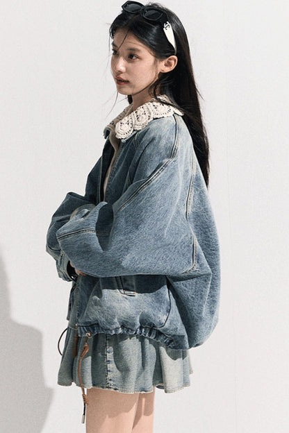 Vintage Crochet Denim Jacket Set-Up