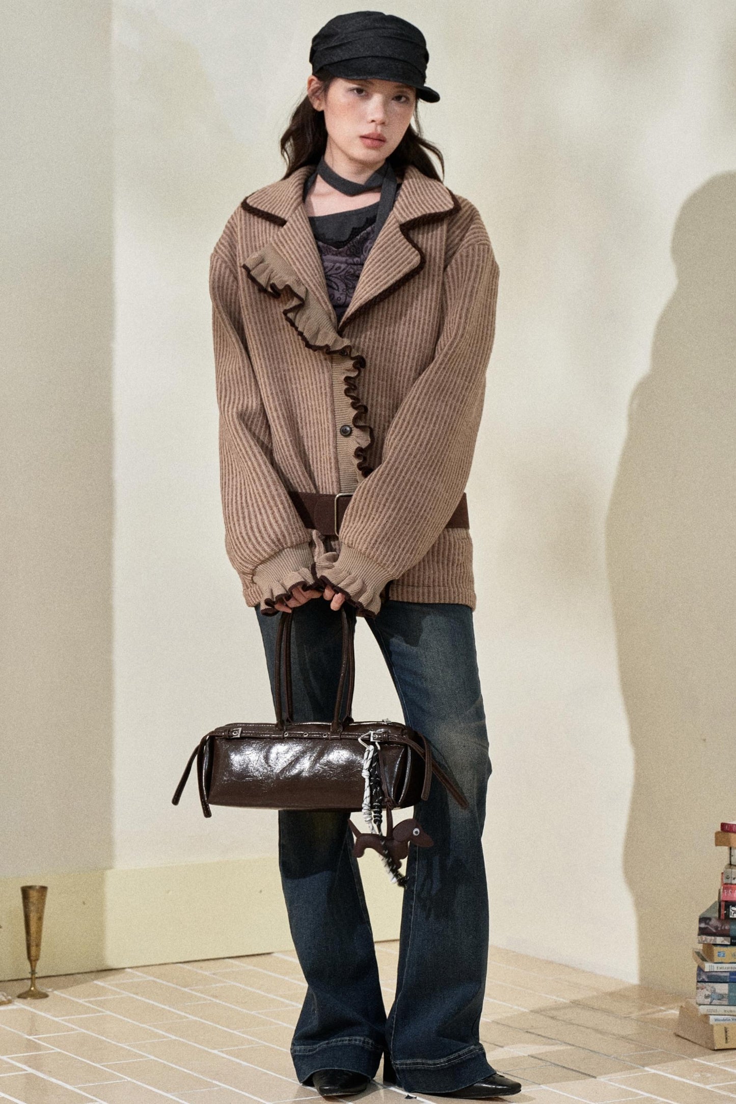 Original Striped Fleece Knitted Jacket