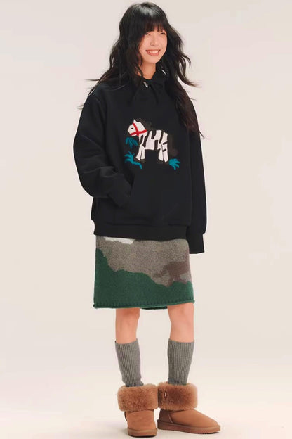 Color-Block Embroidered Hoodie