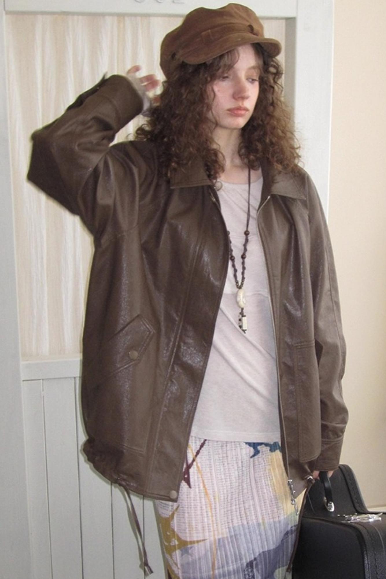 Vintage Matte Coffee Leather Jacket