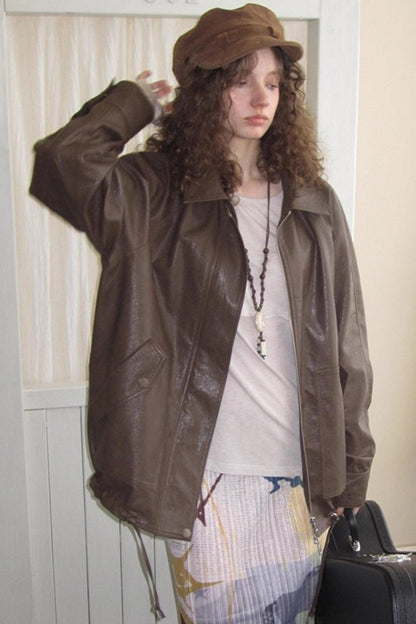 Vintage Matte Coffee Leather Jacket