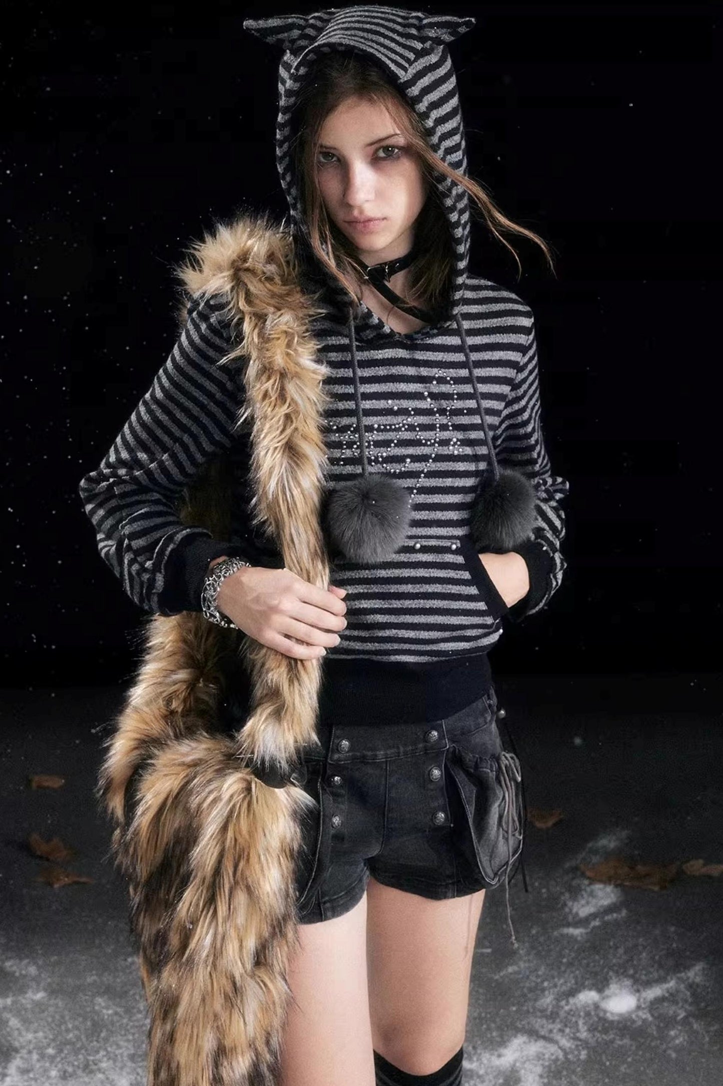 Punk Rivet Hooded Sweatshirt