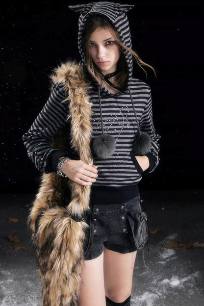 Punk Rivet Hooded Sweatshirt