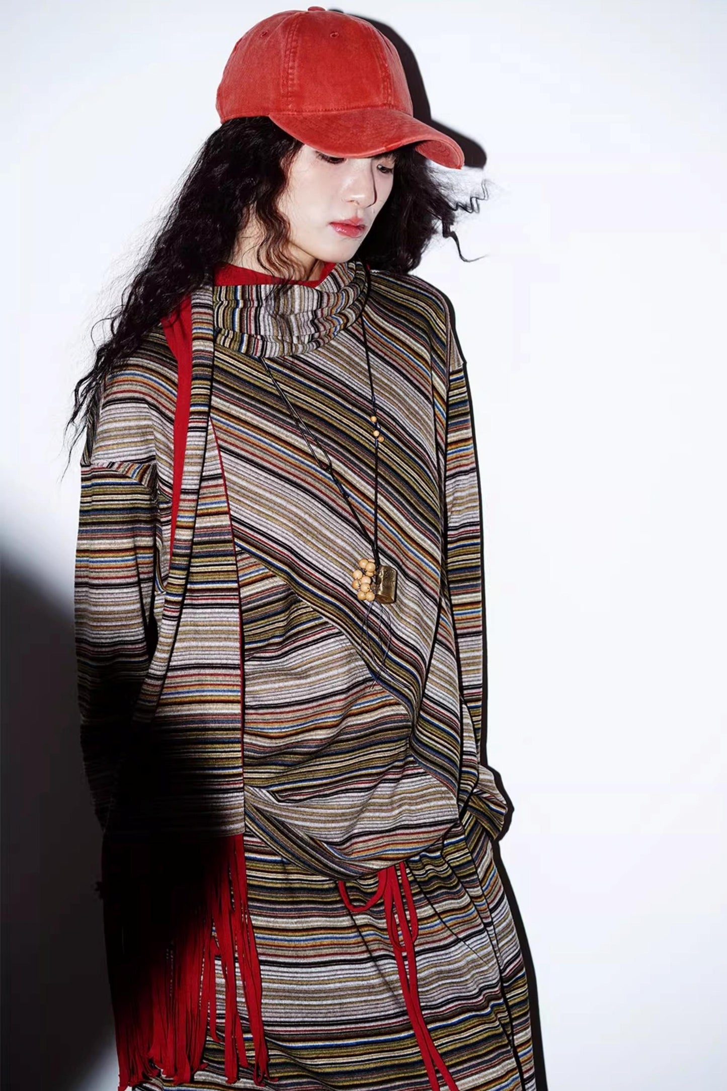 Striped Brushed Long-Sleeved Top