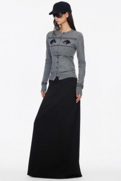 Two Piece Wool Knit Cardigan Set-Up