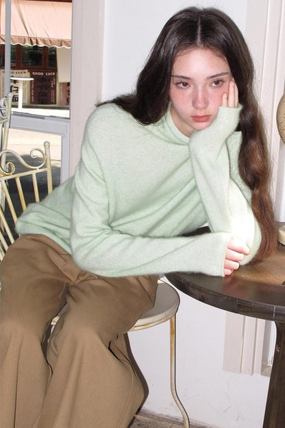 Superfine Wool Mint Sweater