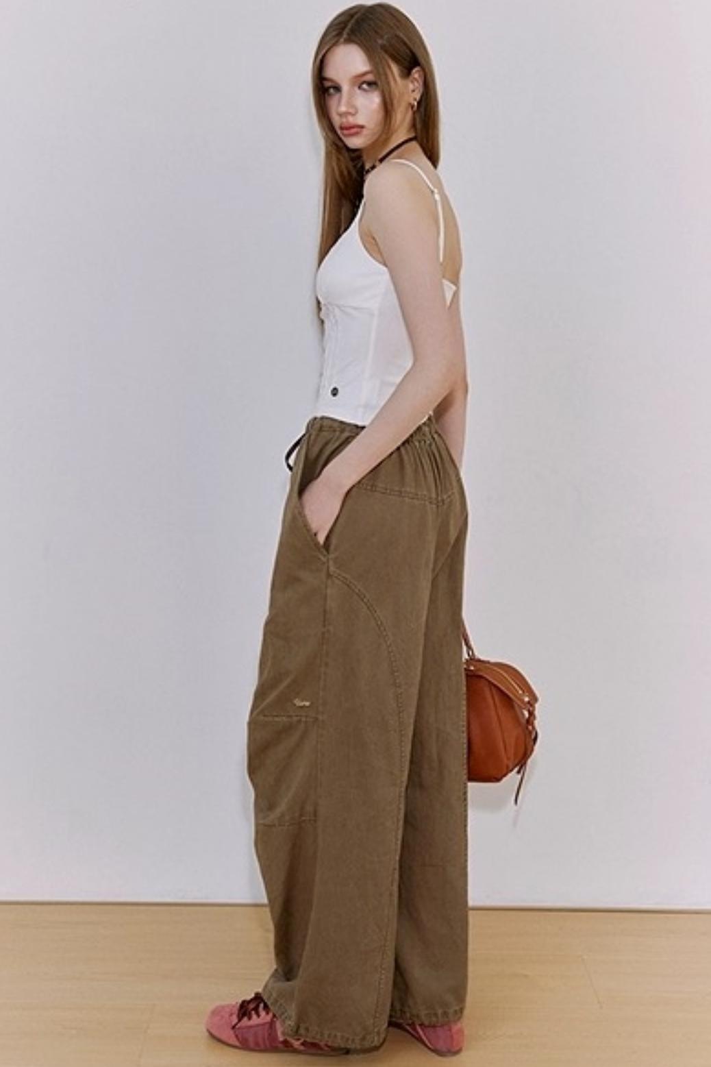 Drawstring Straight Leg Casual Pants