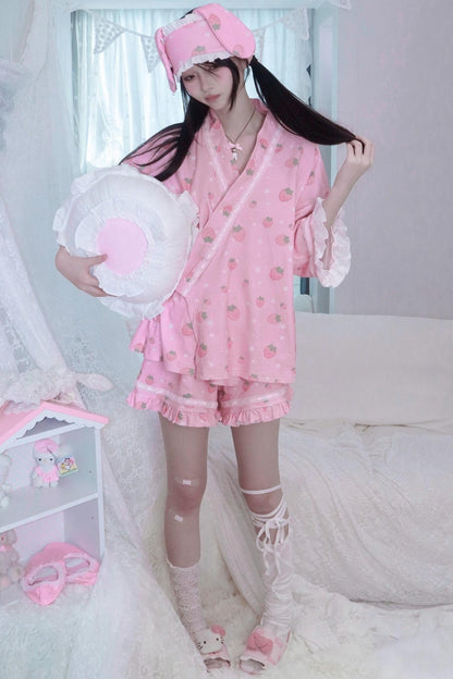 Soft Strawberry Star Pajamas Set-Up