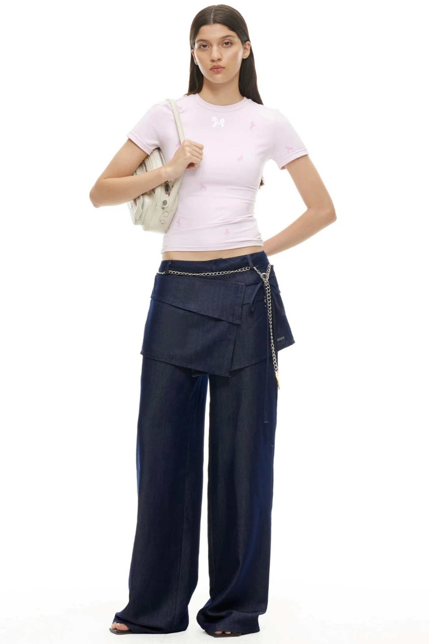 Lyocell Wide-Leg Pants Detachable Skirt