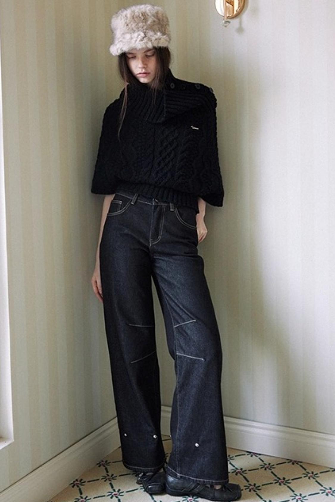 Asymmetrical Merino Wool Cape Sweater