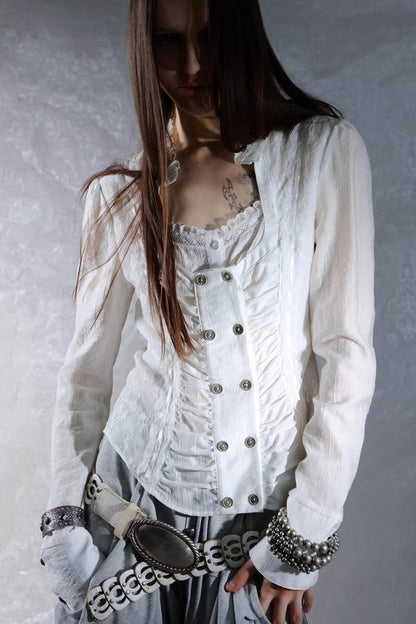 Retro Lace Splicing Shirt