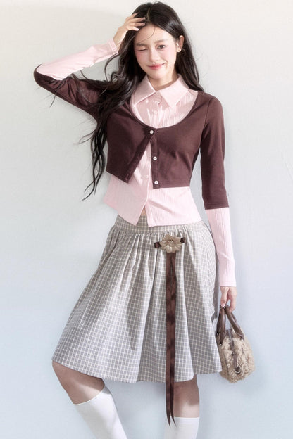 Flower Lace-Up Midi Skirt