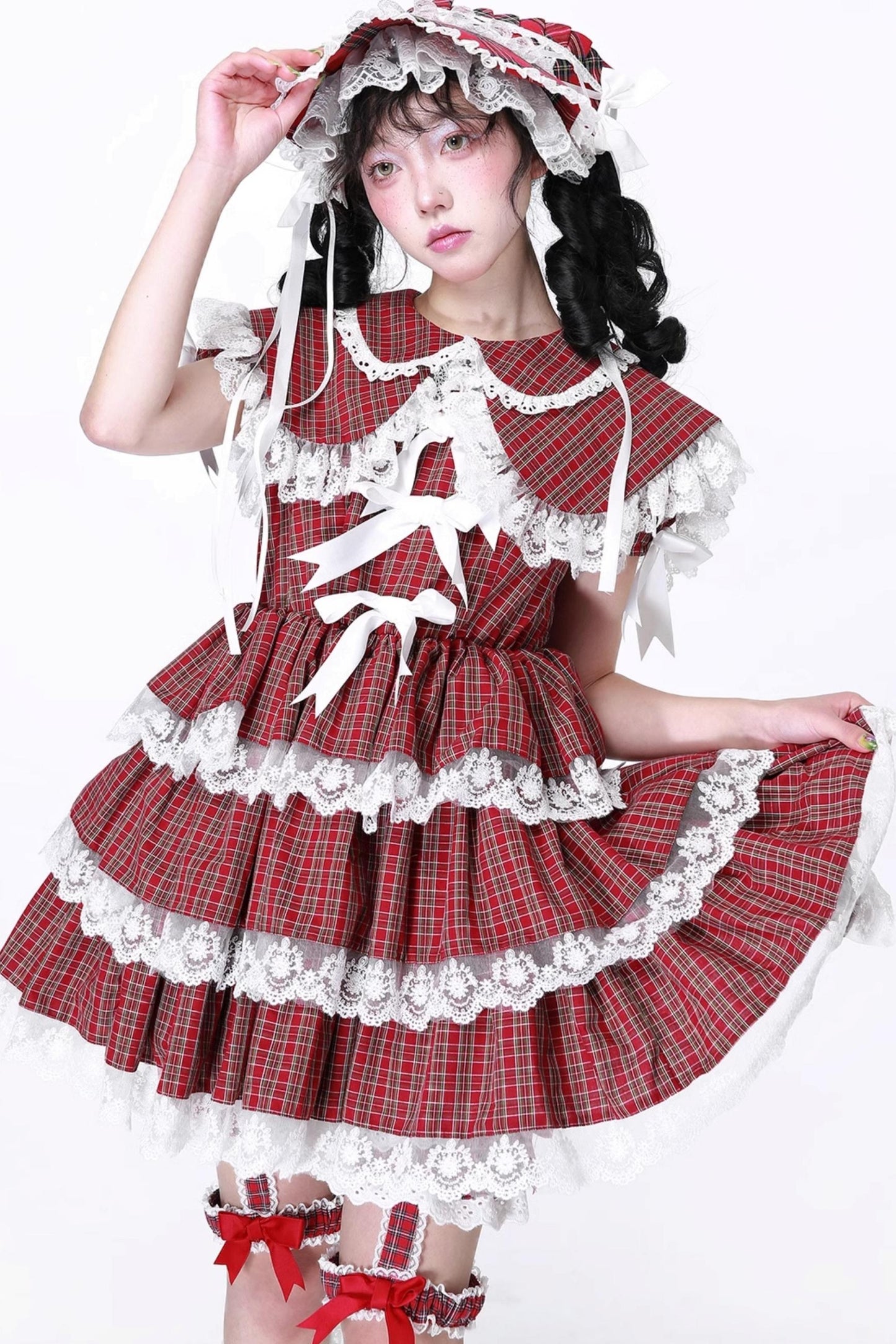 Lolita Style Red Check Dress
