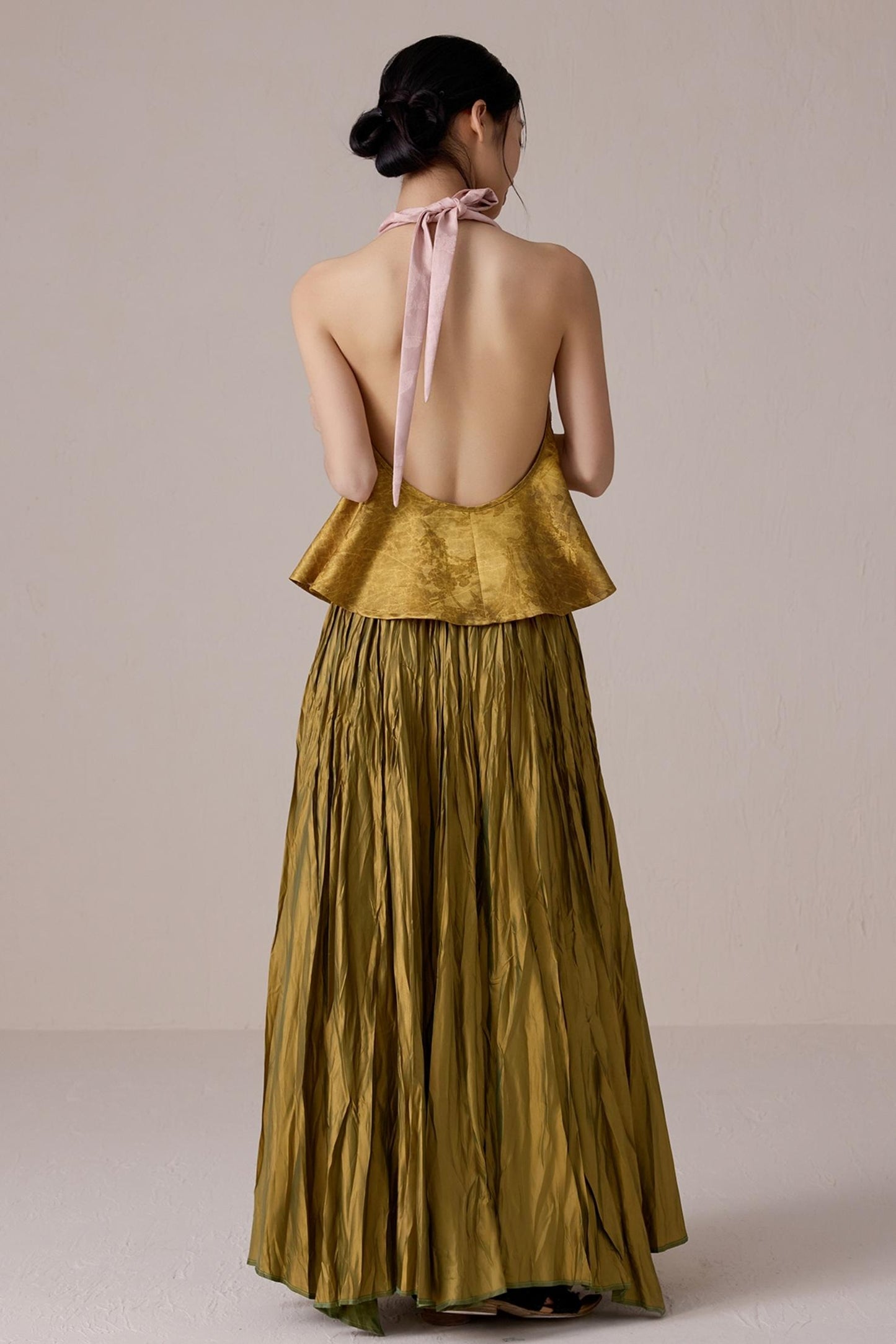 Pink Jacquard Backless Vest