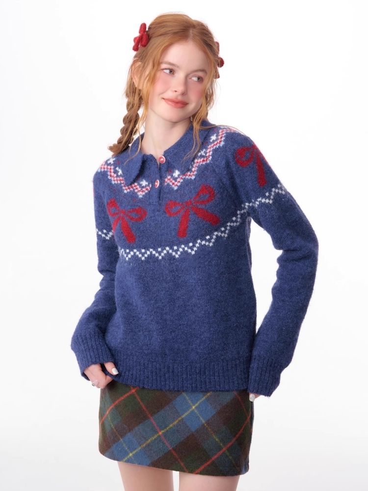 Soft and thick Fair Isle polo neck sweater