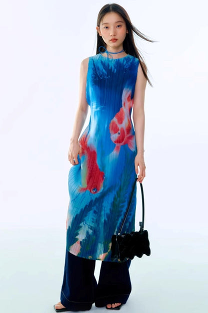 Vintage Goldfish Print Dress