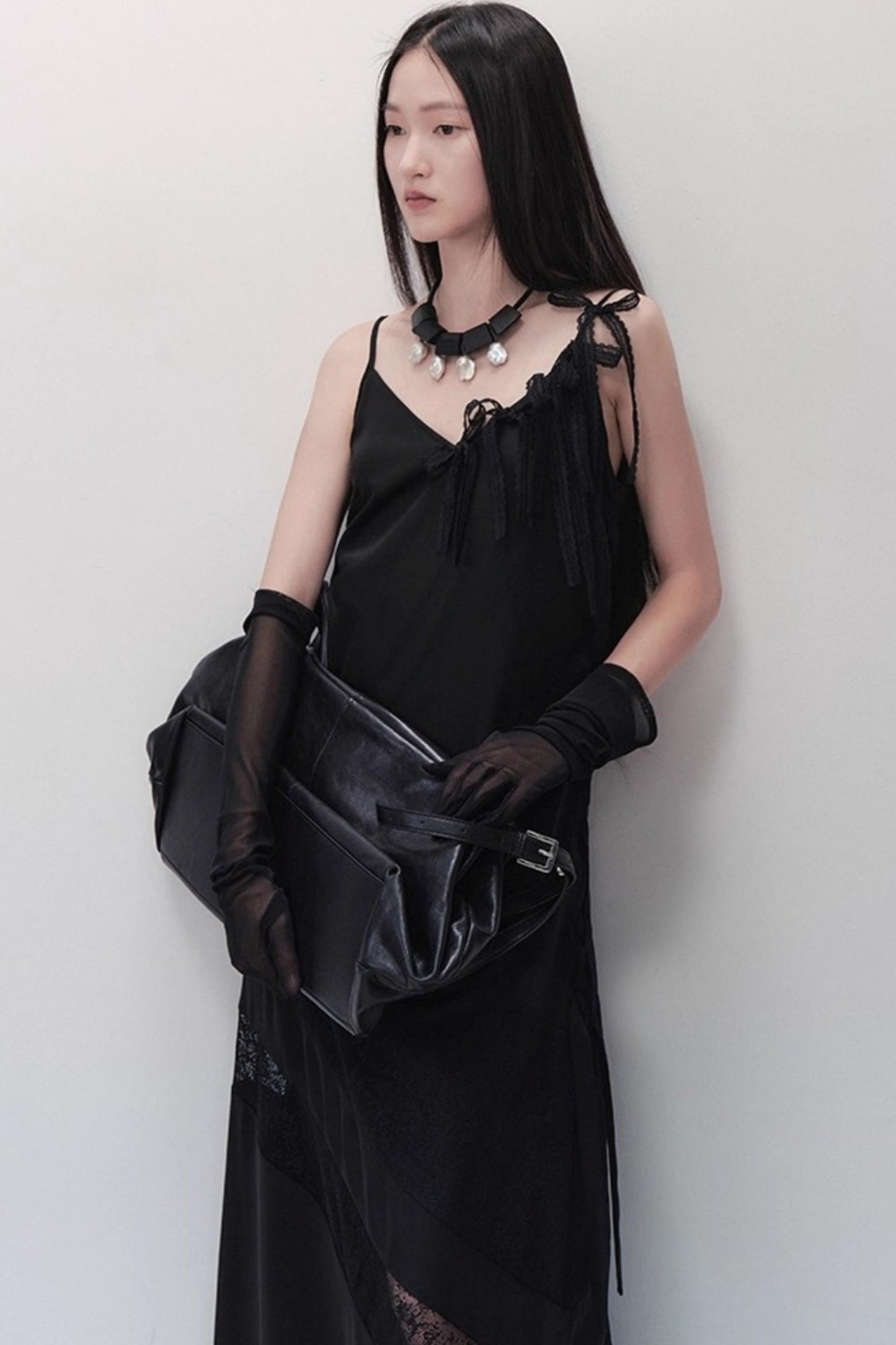 Dark Silk Butterfly Wings Slip Dress