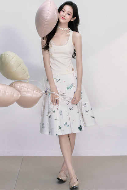 Preface Flower Print A-Line Skirt