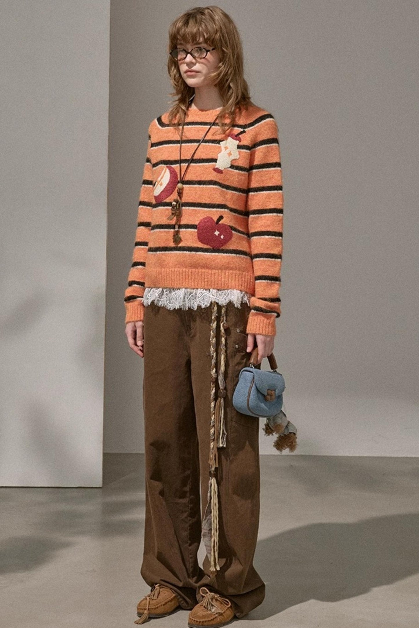 Apple Striped Crew Neck Sweater