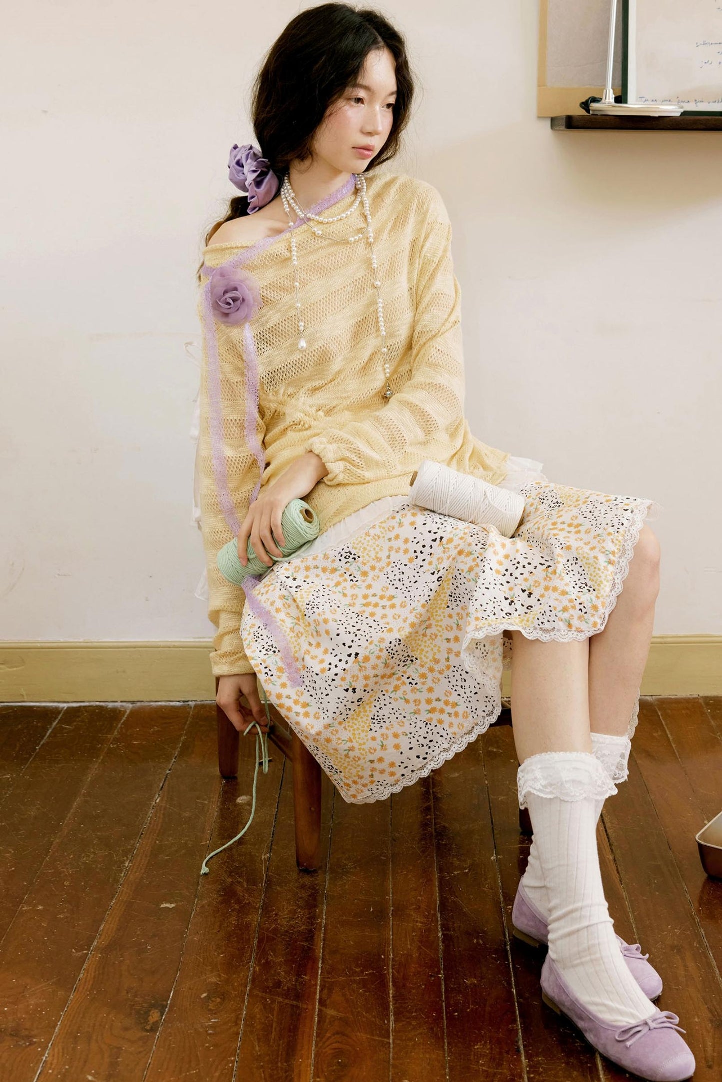 Yellow Knit Swing Top