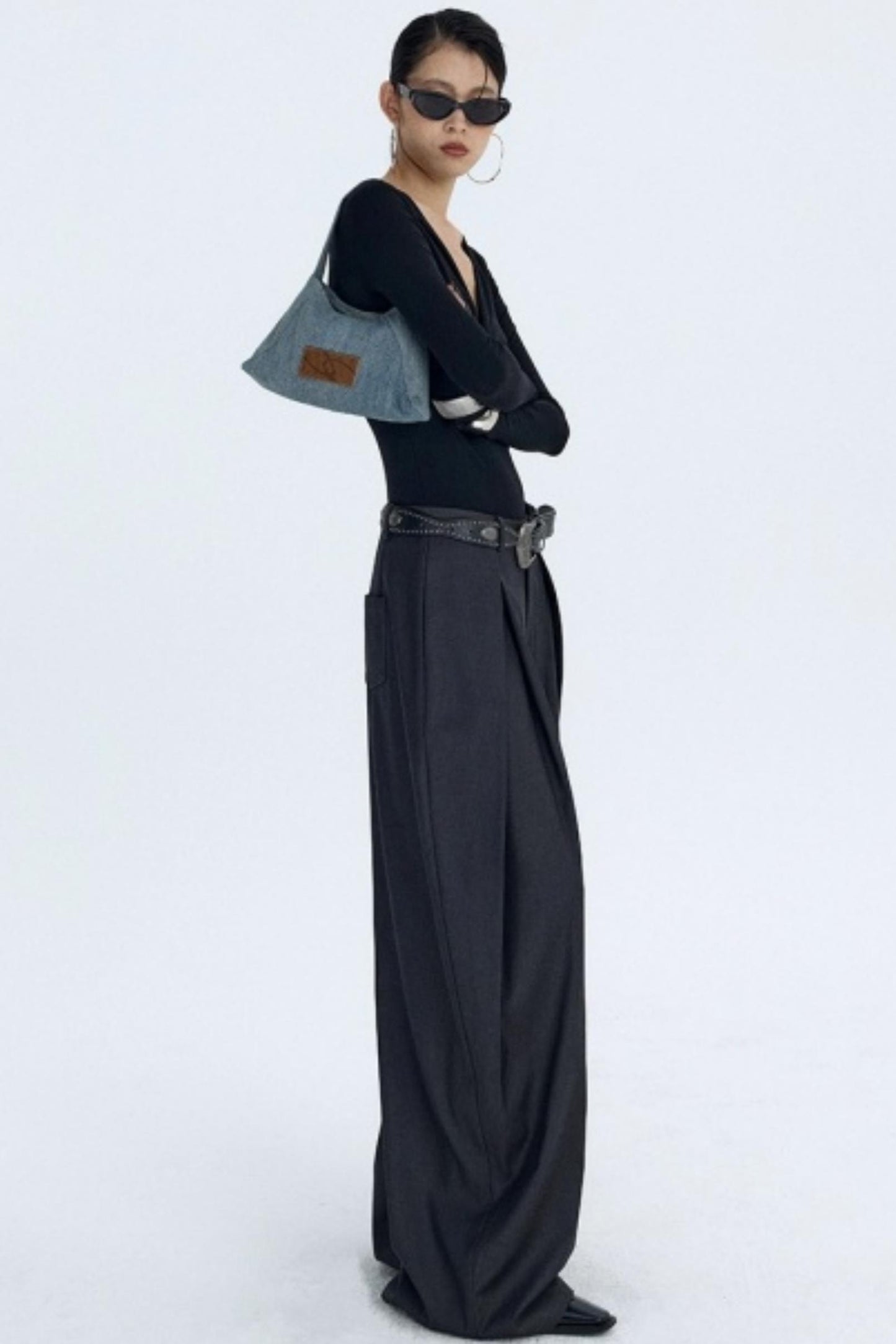 Pleated Dark Gray Scimitar Pants