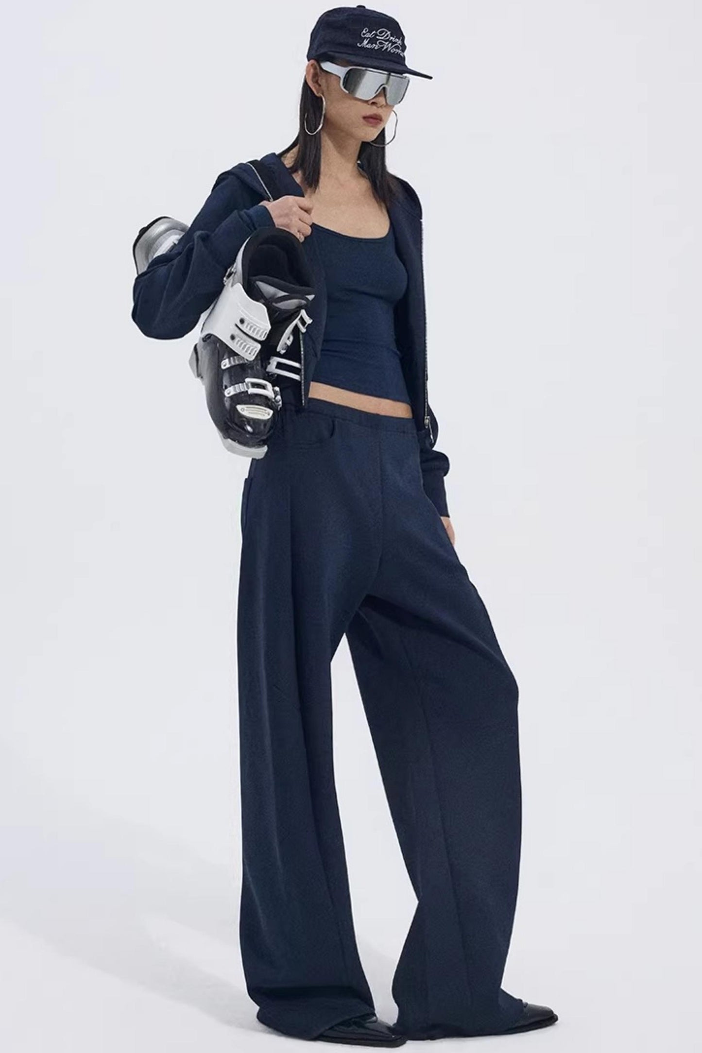Navy Blue Zip Jacket and Pants Set