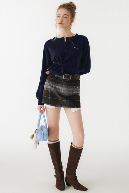 Navy Blue Wool Cardigan Set-Up